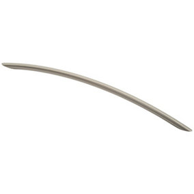 Curved Bow Cabinet Pull Handle 338 x 10mm 288mm Fixing Centres Satin Nickel