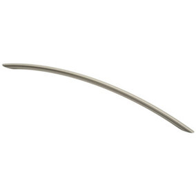 Curved Bow Cabinet Pull Handle 372 x 10mm 320mm Fixing Centres Satin Nickel