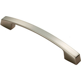 Curved Bridge Pull Handle 169 x 14mm 128mm Fixing Centres Satin Nickel