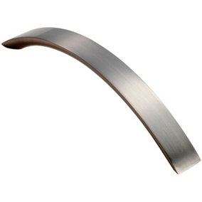 Curved Convex Grip Pull Handle 141 x 14mm 128mm Fixing Centres Satin Nickel