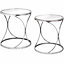 Curved Design Set of 2 Side Tables - Metal/Glass - L53 x W53 x H62 cm - Silver