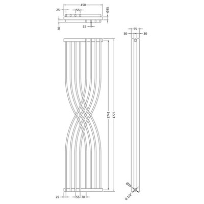 Curved Designer Radiator - 1775mm x 450mm - 2020 BTU - Anthracite