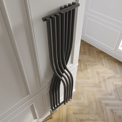 Curved Designer Radiator - 1775mm x 450mm - 2020 BTU - Anthracite - 3