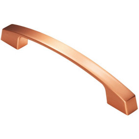 Curved Flat Faced Cupboard Pull Handle 160mm Fixing Centres Satin Copper