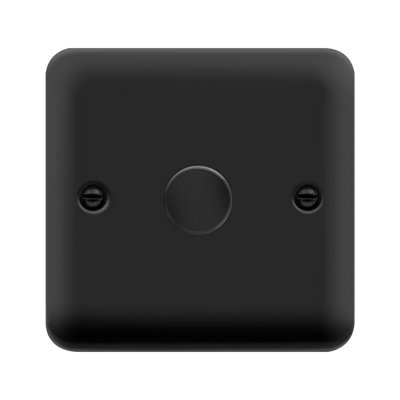 Curved Matt Black 1 Gang 2 Way LED 100W Trailing Edge Dimmer Light Switch - SE Home
