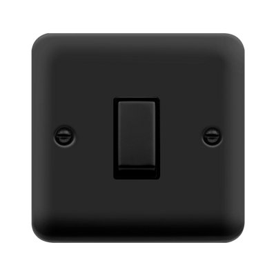 Curved Matt Black 1 Gang 20A Ingot DP Switch - Black Trim - SE Home