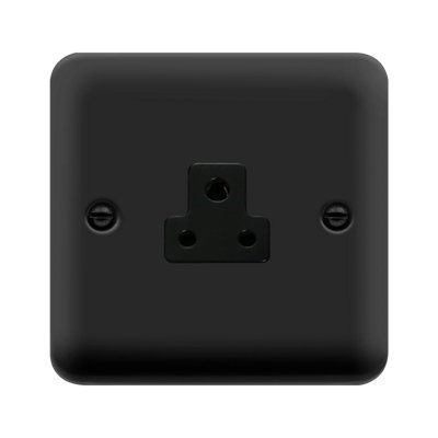 Curved Matt Black 1 Gang 2A Round Pin Socket - Black Trim - SE Home
