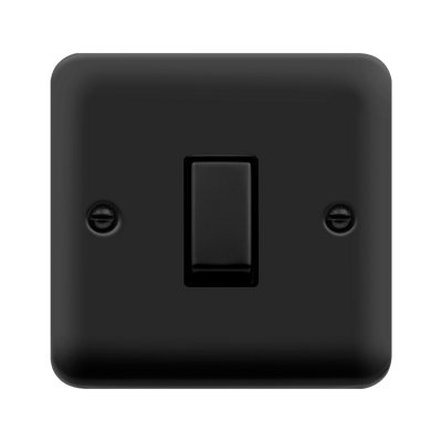 Curved Matt Black 10A 1 Gang Intermediate Ingot Light Switch - Black Trim - SE Home