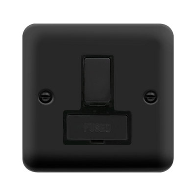 Curved Matt Black 13A Fused Ingot Connection Unit Switched - Black Trim - SE Home
