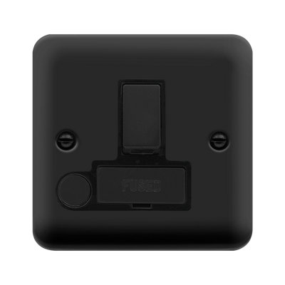 Curved Matt Black 13A Fused Ingot Connection Unit Switched With Flex - Black Trim - SE Home