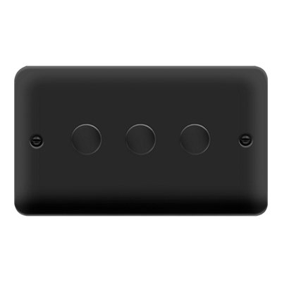 Curved Matt Black 3 Gang 2 Way LED 100W Trailing Edge Dimmer Light Switch - SE Home