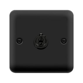 Curved Matt Black Intermediate 10AX Toggle Light Switch - SE Home