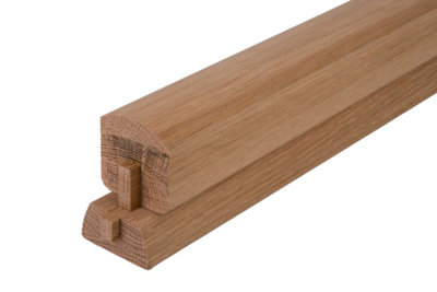 Curved Oak Rails for Glass Handrail and Base Rail Set (H)58mm (W)58mm (L)1800mm