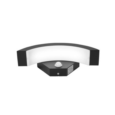 Curved Outdoor LED Wall Light with Motion Sensor, Weatherproof IP54 ...