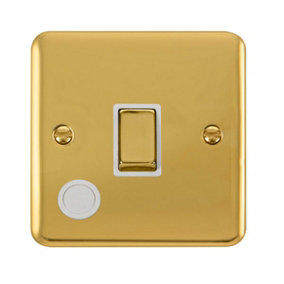 Curved Polished Brass 1 Gang 20A Ingot DP Switch With Flex - White Trim - SE Home