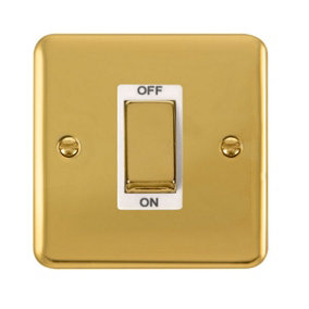 Curved Polished Brass 1 Gang Ingot Size 45A Switch - White Trim - SE Home
