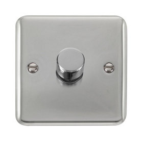 Curved Polished Chrome 1 Gang 2 Way LED 100W Trailing Edge Dimmer Light Switch - SE Home