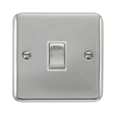 Curved Polished Chrome 1 Gang 20A Ingot DP Switch - White Trim - SE Home