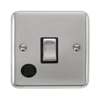 Curved Polished Chrome 1 Gang 20A Ingot DP Switch With Flex - Black Trim - SE Home