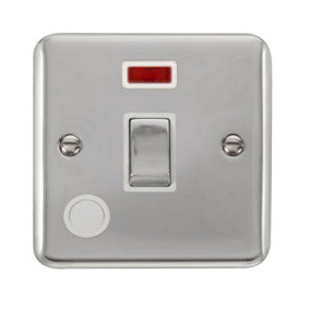 Curved Polished Chrome 1 Gang 20A Ingot DP Switch With Flex With Neon - White Trim - SE Home