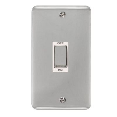 Curved Polished Chrome 2 Gang Ingot Size 45A Switch - White Trim - SE Home