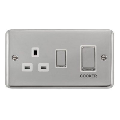 Curved Polished Chrome Cooker Control Ingot 45A With 13A Switched Plug ...
