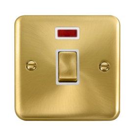 Curved Satin / Brushed Brass 1 Gang 20A Ingot DP Switch With Neon - White Trim - SE Home