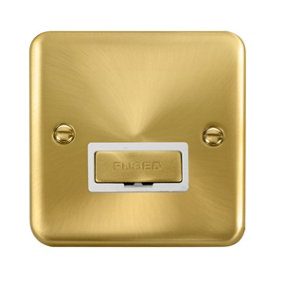 Curved Satin / Brushed Brass 13A Fused Ingot Connection Unit - White Trim - SE Home