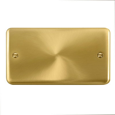 Curved Satin / Brushed Brass 2 Gang Blank Plate - SE Home | DIY at B&Q