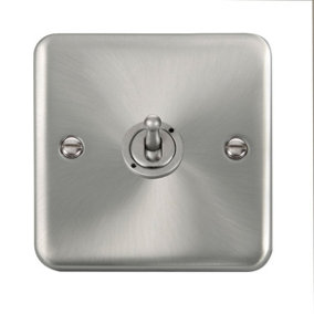 Curved Satin / Brushed Chrome 1 Gang 2 Way 10AX Toggle Light Switch - SE Home