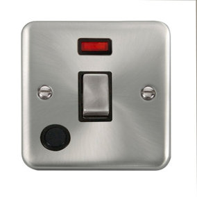 Curved Satin / Brushed Chrome 1 Gang 20A Ingot DP Switch With Flex With Neon - Black Trim - SE Home