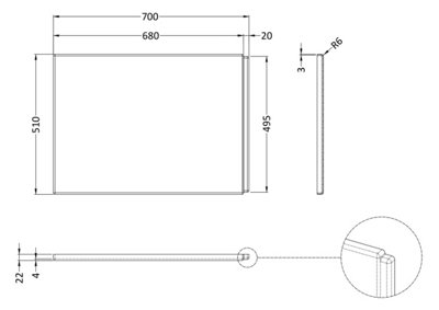 Curved Shower Bath Acrylic End Panel - 700mm - White