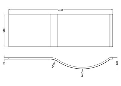 Curved Shower Bath Acrylic Front Panel - 1600mm - White