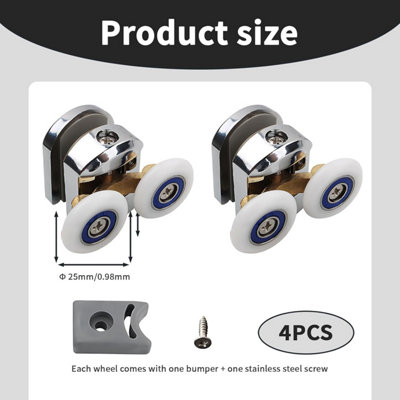 Kisangel 10-Piece Shower Door Roller Set – 5 Upper & 5 Lower Wheels, ABS & Iron, Quiet Sliding, Easy Install For Bathroom Sliding Doors