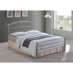 Curved Silver Metal Bed Frame - Double 4ft 6"