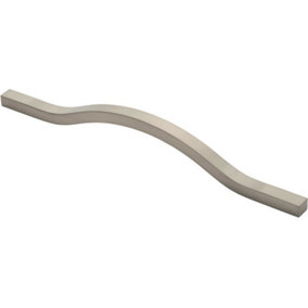 Curved Square Bar Pull Handle 273 x 12mm 192mm Fixing Centres Satin Nickel
