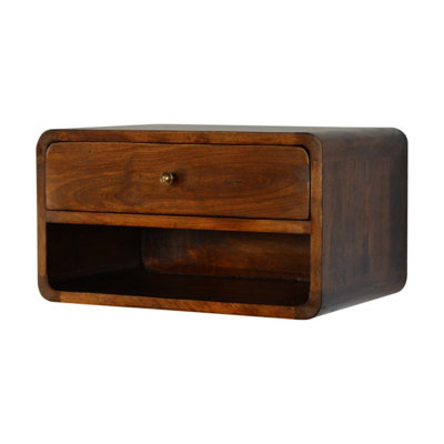 Curved Style 1 Drawer Wall Mounted Bedside