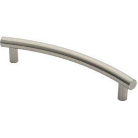 Curved T Bar Door Pull Handle 420 x 30mm 350mm Fixing Centres Satin Steel