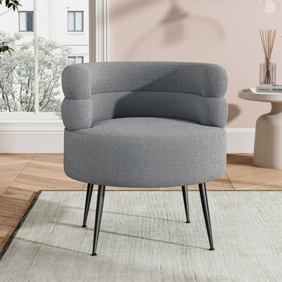 Curved Upholstered Single Sofa Accent Chair Armchair with Metal Legs