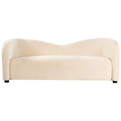 Curved Velvet Sofa Off-White VELTADA