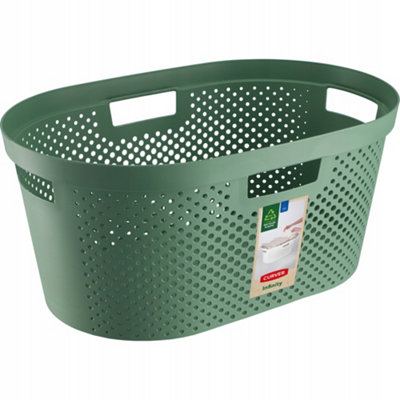 Curver 40 Litre Recycled Plastic Laundry Basket - Green 58.5 x 38
