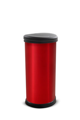 Curver Deco Bin D-Shape Push Lid 40L, Red