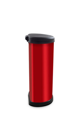 Curver Deco Bin D-Shape Push Lid 40L, Red