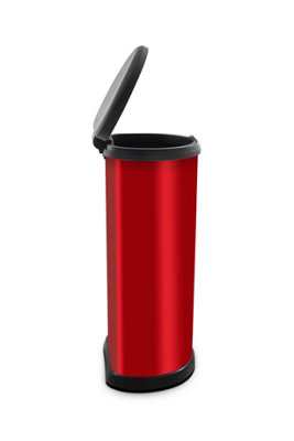 Curver Deco Bin D-Shape Push Lid 40L, Red