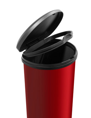 Curver Deco Bin D-Shape Push Lid 40L, Red