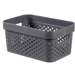 Curver Perforated Recycled Basket Dark Grey (11L)