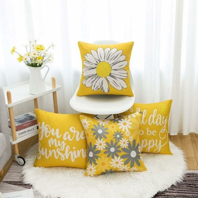 Cushion Covers Yellow Floral Outdoor Cushions Cushion Cover 45X45