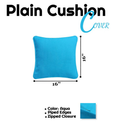 Cushion Covers 100% Cotton Plain Dyed Zip Pipe Edge Home Sofa Decor (40x40 cm)