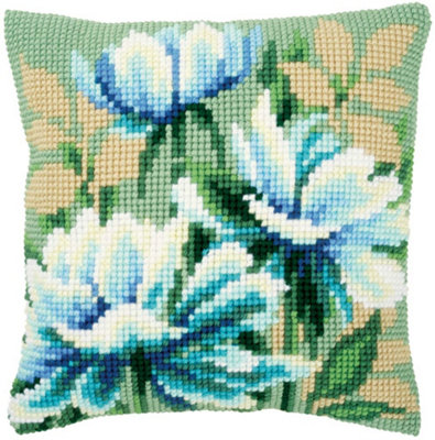 CUSHION J/ANEMONES - Cross Stitch Kit: Cushion: Japanese Anemones I - Vervaco