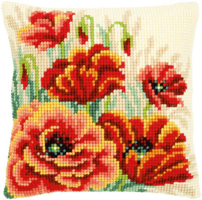 CUSHION POPPIES II - Cross Stitch Kit: Cushion: Poppies II - Vervaco